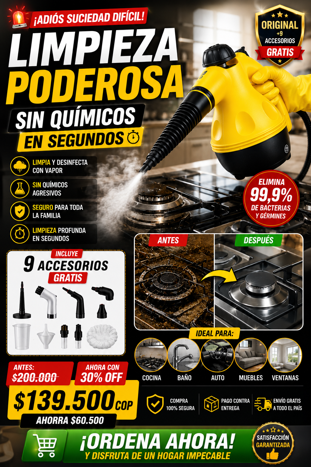 🚨 ¡LA SUCIEDAD YA NO TIENE OPORTUNIDAD! 🚨Limpieza Profunda para Auto, Sofá, Cocina y Pisos Difíciles 🏠✨